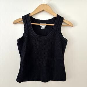 Talbots Y2K Crochet Knit Tank Sz S